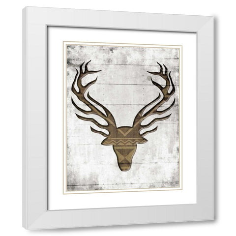 White Wood Dear White Modern Wood Framed Art Print with Double Matting by Grey, Jace