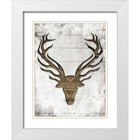 White Wood Dear White Modern Wood Framed Art Print with Double Matting by Grey, Jace