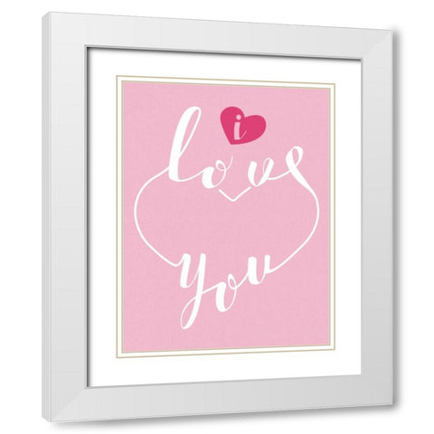 I Love You White Modern Wood Framed Art Print with Double Matting by Grey, Jace