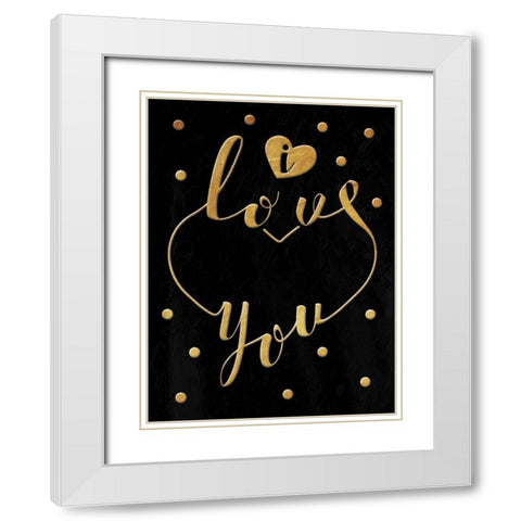 Love Is Gold White Modern Wood Framed Art Print with Double Matting by Grey, Jace