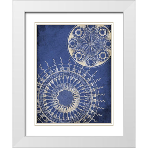 Coastal Indigo Pattern White Modern Wood Framed Art Print with Double Matting by Grey, Jace