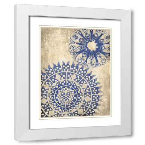 Coastal Indigo Pattern Third White Modern Wood Framed Art Print with Double Matting by Grey, Jace