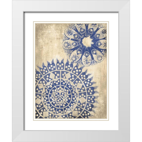 Coastal Indigo Pattern Third White Modern Wood Framed Art Print with Double Matting by Grey, Jace