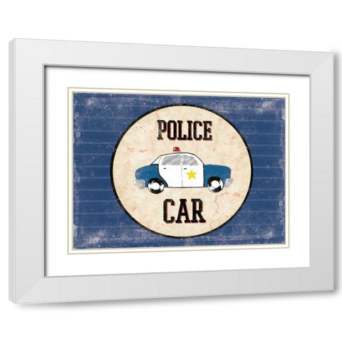 Police Car Blues White Modern Wood Framed Art Print with Double Matting by Grey, Jace