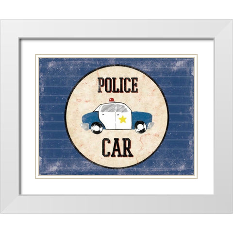 Police Car Blues White Modern Wood Framed Art Print with Double Matting by Grey, Jace