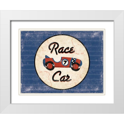 Race Car Blues White Modern Wood Framed Art Print with Double Matting by Grey, Jace