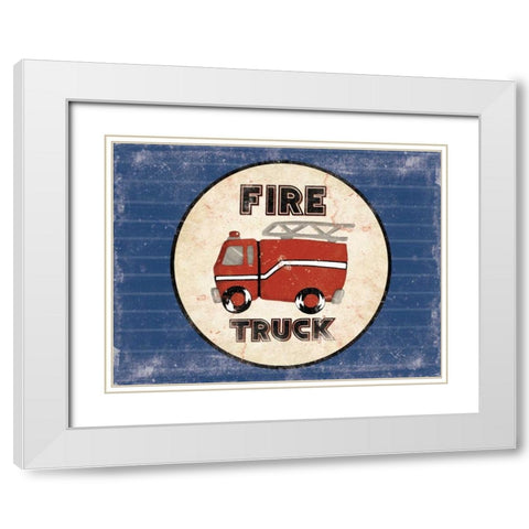 Fire Truck Blues White Modern Wood Framed Art Print with Double Matting by Grey, Jace