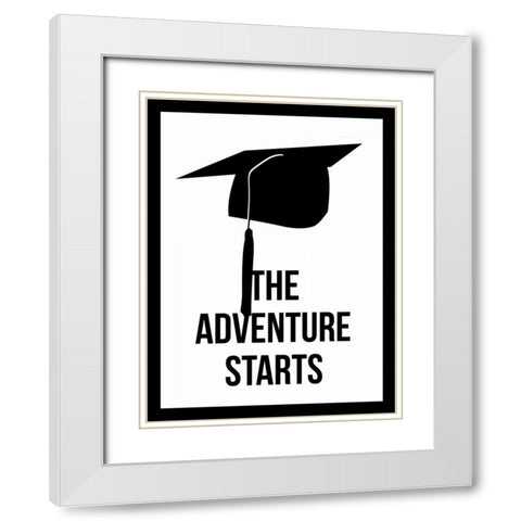The Adventure Starts White Modern Wood Framed Art Print with Double Matting by Grey, Jace