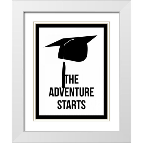 The Adventure Starts White Modern Wood Framed Art Print with Double Matting by Grey, Jace
