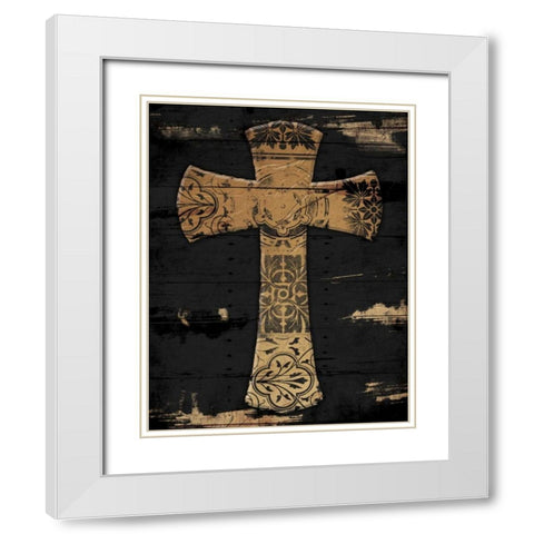Gold Cross 1 White Modern Wood Framed Art Print with Double Matting by Grey, Jace
