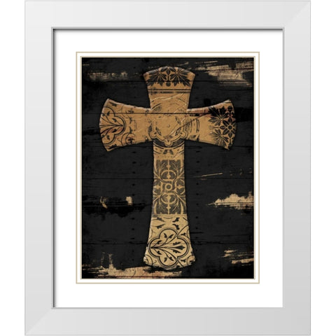 Gold Cross 1 White Modern Wood Framed Art Print with Double Matting by Grey, Jace