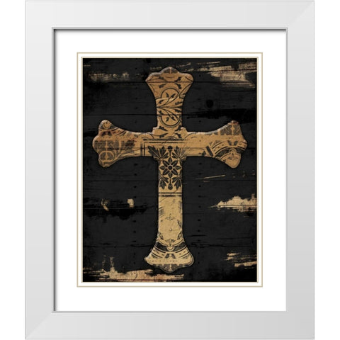 Gold Cross 2 White Modern Wood Framed Art Print with Double Matting by Grey, Jace