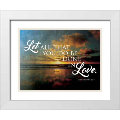 Let Love White Modern Wood Framed Art Print with Double Matting by Grey, Jace
