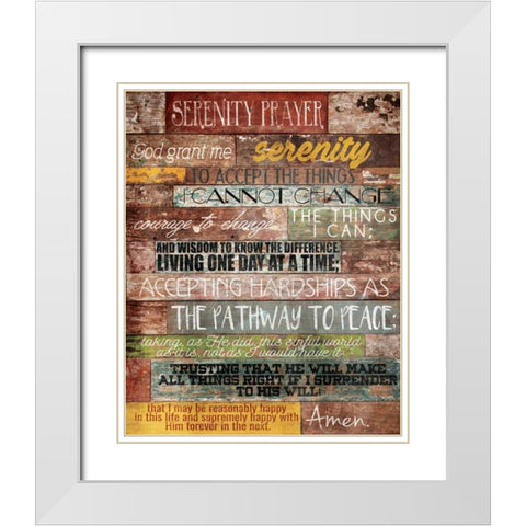 Serenity Prayer White Modern Wood Framed Art Print with Double Matting by Grey, Jace