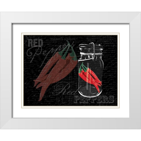 Red Peppers In A Jar White Modern Wood Framed Art Print with Double Matting by Grey, Jace