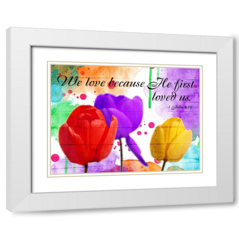 We Love White Modern Wood Framed Art Print with Double Matting by Grey, Jace