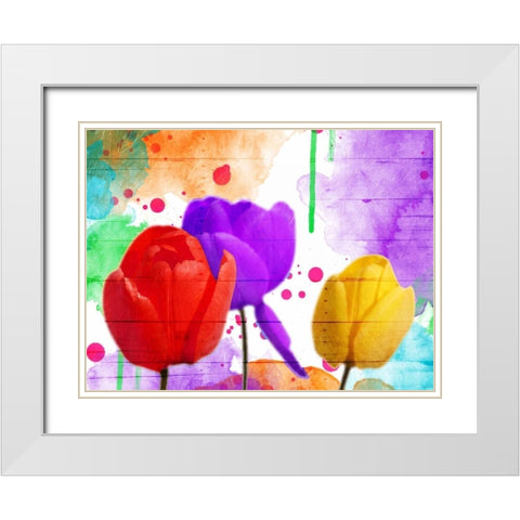 Fun Tulips White Modern Wood Framed Art Print with Double Matting by Grey, Jace