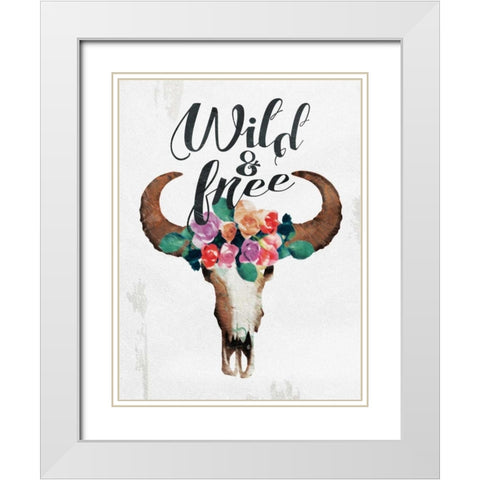 Wild And Free White Modern Wood Framed Art Print with Double Matting by Grey, Jace