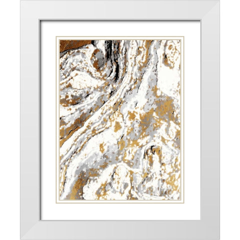 Gold Marble White Modern Wood Framed Art Print with Double Matting by Grey, Jace
