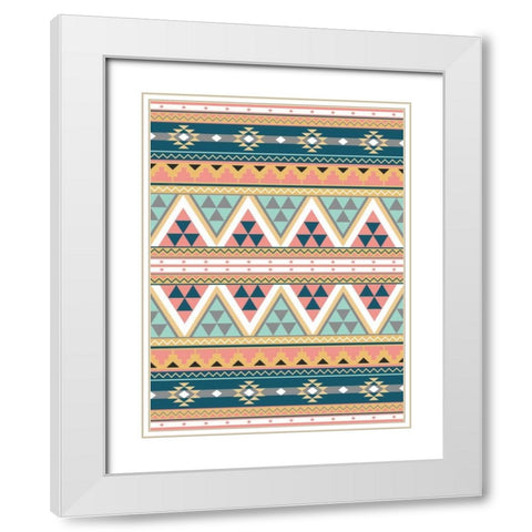 Cotton Candy Aztec White Modern Wood Framed Art Print with Double Matting by Grey, Jace