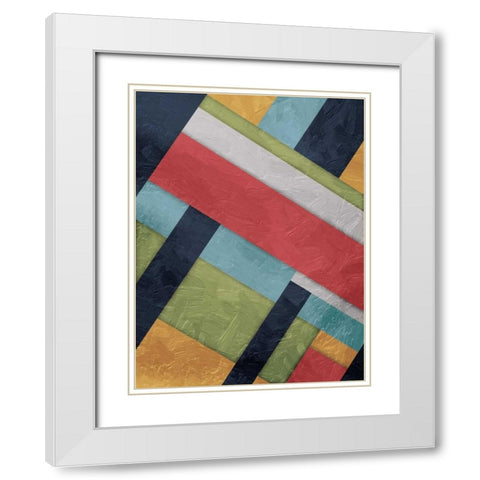 Stipe Overlay White Modern Wood Framed Art Print with Double Matting by Grey, Jace