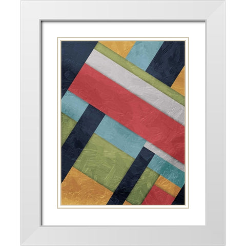 Stipe Overlay White Modern Wood Framed Art Print with Double Matting by Grey, Jace