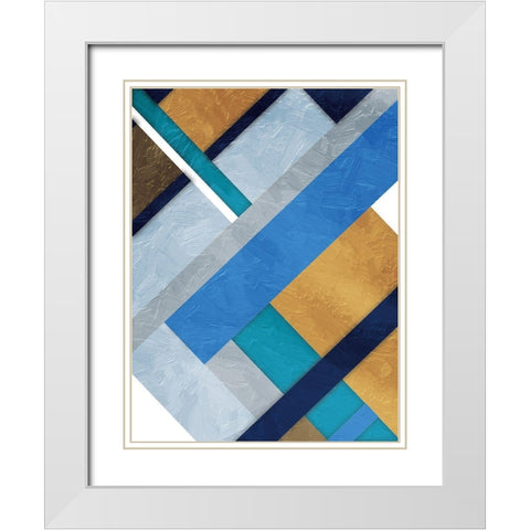 Stipe Overlay Mate Blue White Modern Wood Framed Art Print with Double Matting by Grey, Jace