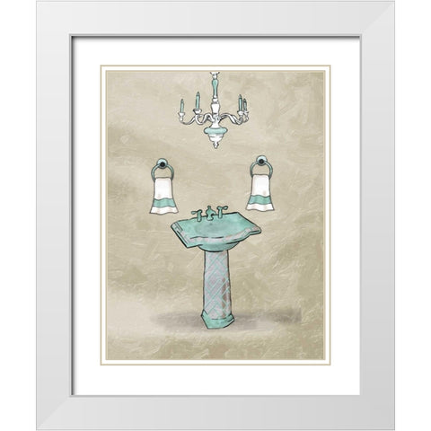 Chip Teal Sink White Modern Wood Framed Art Print with Double Matting by Grey, Jace