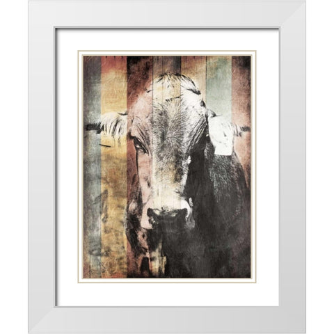 Miultiwood Vintage Cow White Modern Wood Framed Art Print with Double Matting by Grey, Jace