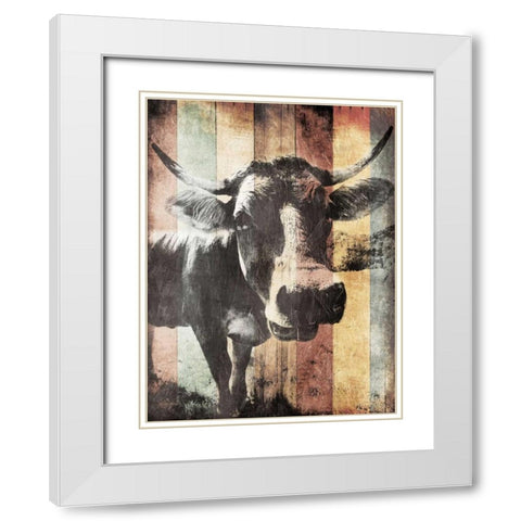 Miultiwood Vintage Cow Mate White Modern Wood Framed Art Print with Double Matting by Grey, Jace