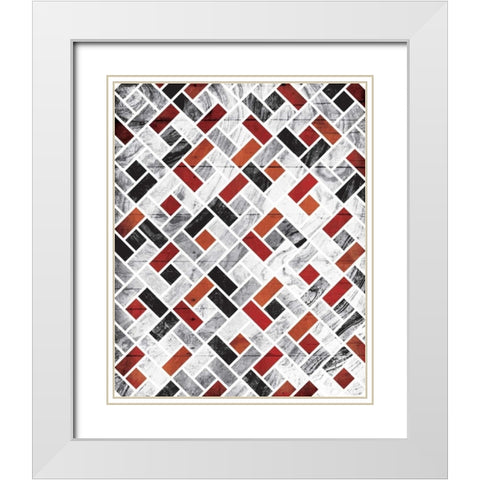 Red Smoke Tile White Modern Wood Framed Art Print with Double Matting by Grey, Jace