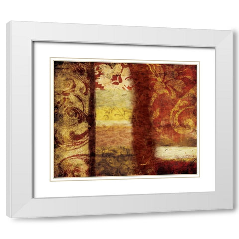 Golden Red Bouquet White Modern Wood Framed Art Print with Double Matting by Grey, Jace