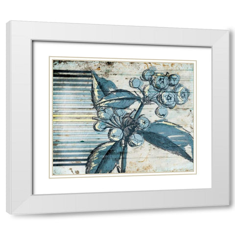 Striped Blue Steal White Modern Wood Framed Art Print with Double Matting by Grey, Jace