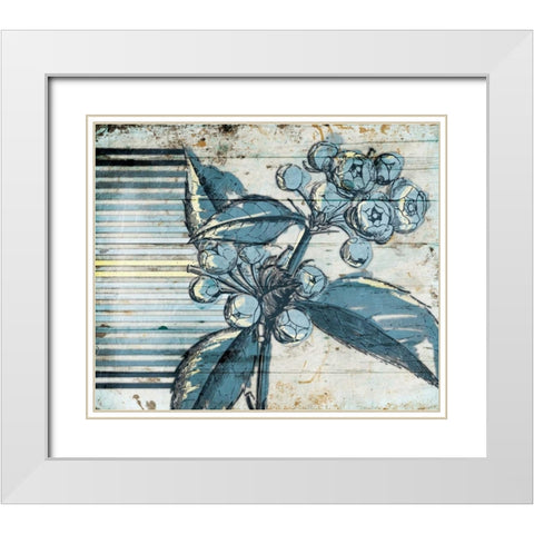 Striped Blue Steal White Modern Wood Framed Art Print with Double Matting by Grey, Jace