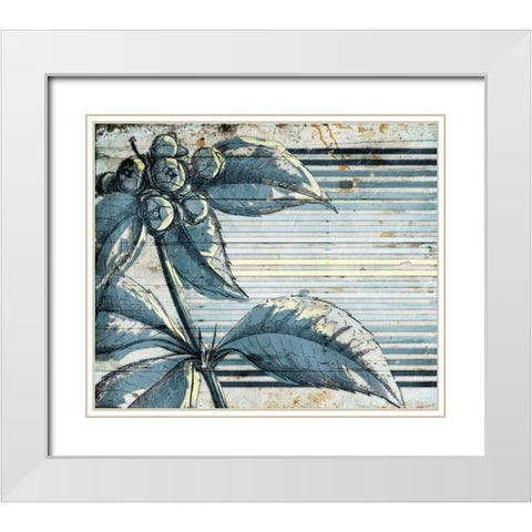 Striped Blue Steal Mate White Modern Wood Framed Art Print with Double Matting by Grey, Jace
