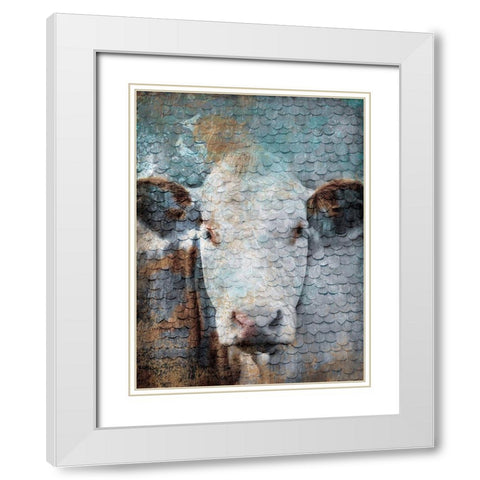 Cow Scales White Modern Wood Framed Art Print with Double Matting by Grey, Jace