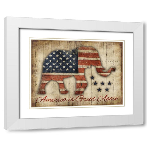America Is Great Again White Modern Wood Framed Art Print with Double Matting by Grey, Jace