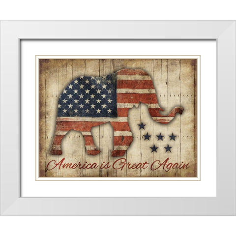 America Is Great Again White Modern Wood Framed Art Print with Double Matting by Grey, Jace