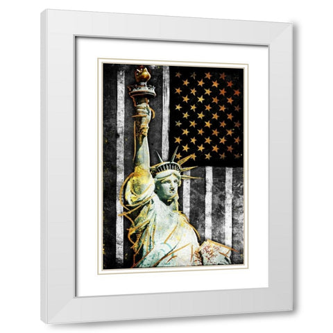 Statue Of Real America White Modern Wood Framed Art Print with Double Matting by Grey, Jace