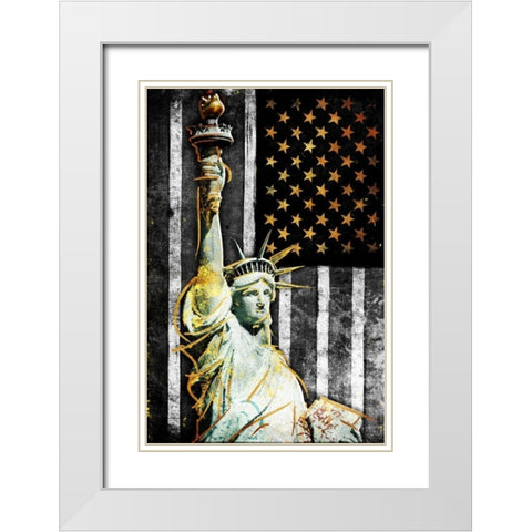 Statue Of Real America White Modern Wood Framed Art Print with Double Matting by Grey, Jace