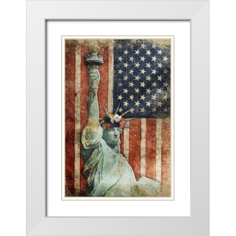 Statue Of America White Modern Wood Framed Art Print with Double Matting by Grey, Jace