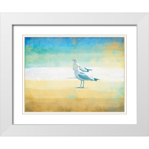 Birds On The Beach White Modern Wood Framed Art Print with Double Matting by Grey, Jace