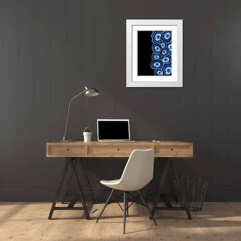 Half Of Blue Agates White Modern Wood Framed Art Print with Double Matting by Grey, Jace