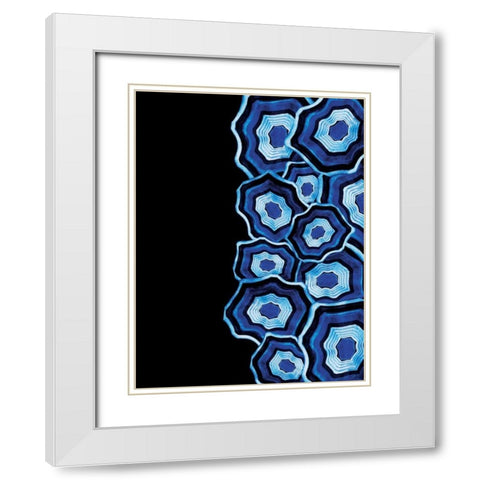 Half Of Blue Agates White Modern Wood Framed Art Print with Double Matting by Grey, Jace