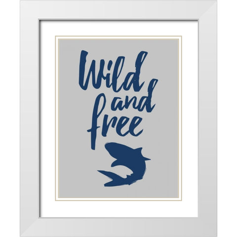 Wild Shark White Modern Wood Framed Art Print with Double Matting by Grey, Jace