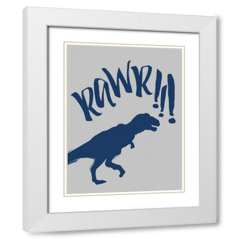 RAWR White Modern Wood Framed Art Print with Double Matting by Grey, Jace