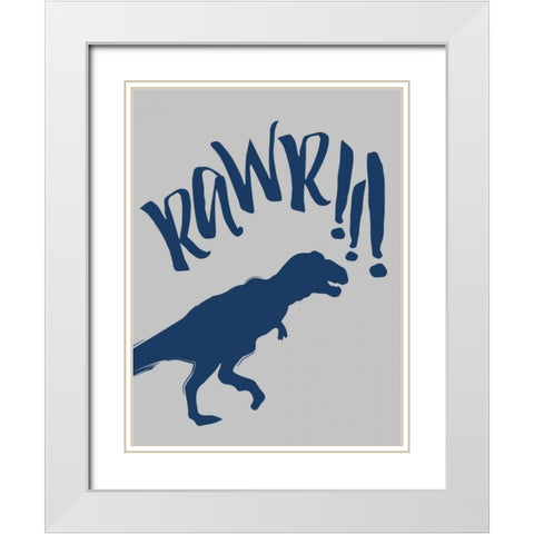 RAWR White Modern Wood Framed Art Print with Double Matting by Grey, Jace