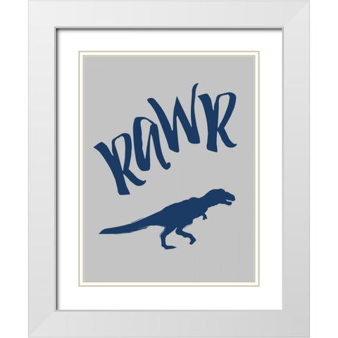 RAWR Full White Modern Wood Framed Art Print with Double Matting by Grey, Jace