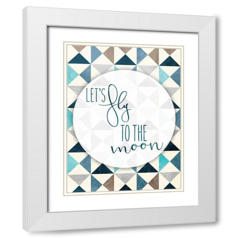 Fly To The Moon White Modern Wood Framed Art Print with Double Matting by Grey, Jace