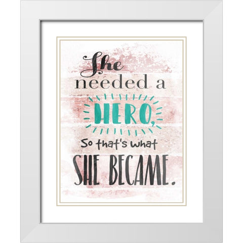 She Hero White Modern Wood Framed Art Print with Double Matting by Grey, Jace